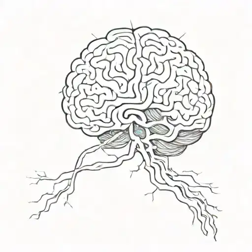 A sketch tattoo of a brain with interconnected neurons, symbolizing the complexity and beauty of the human mind tattoo design idea