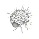 A sketch tattoo of a brain with interconnected neurons, symbolizing the complexity and beauty of the human mind tattoo design idea