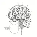 A sketch tattoo of a brain with interconnected neurons, symbolizing the complexity and beauty of the human mind tattoo design idea