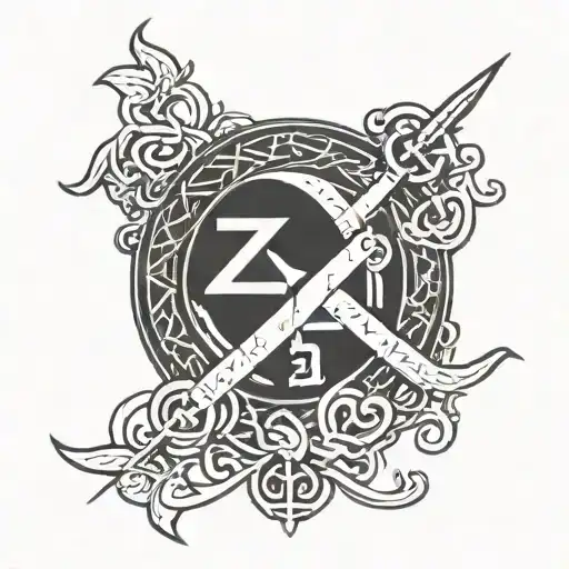 bind rune using letters Z A A N tattoo design idea