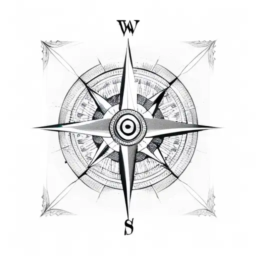 compass with Arabic numbering with thin arrow going through it tattoo design idea