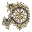 Roman numerals and coordinates inner bicep tattoo design idea