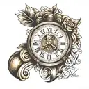 Roman numerals and coordinates inner bicep tattoo design idea