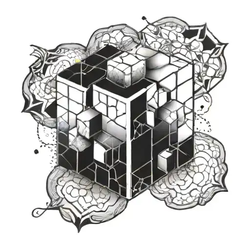 sugar cube merging tattoo design idea
