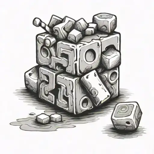 sugar cube love you tattoo design idea