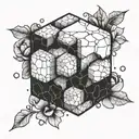 sugar cube merging tattoo design idea