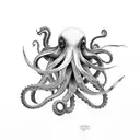 black octopus  tattoo design idea