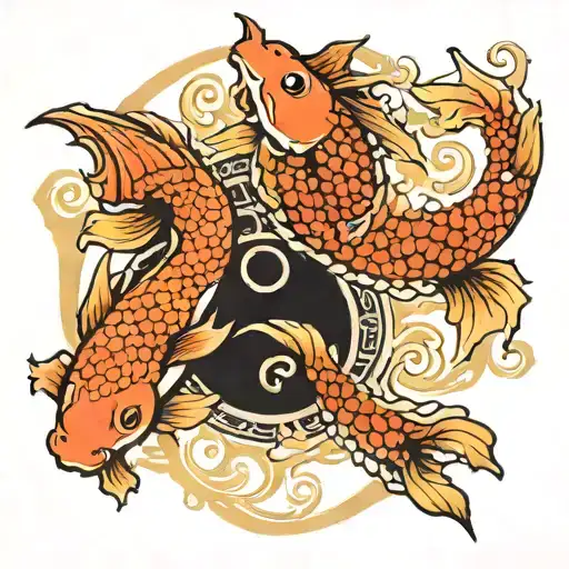 dragon koi fish yin yang tattoo design idea