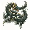 dragon koi yakuza dragon sleeve tattoo design idea
