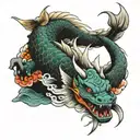 dragon koi yakuza dragon sleeve tattoo design idea