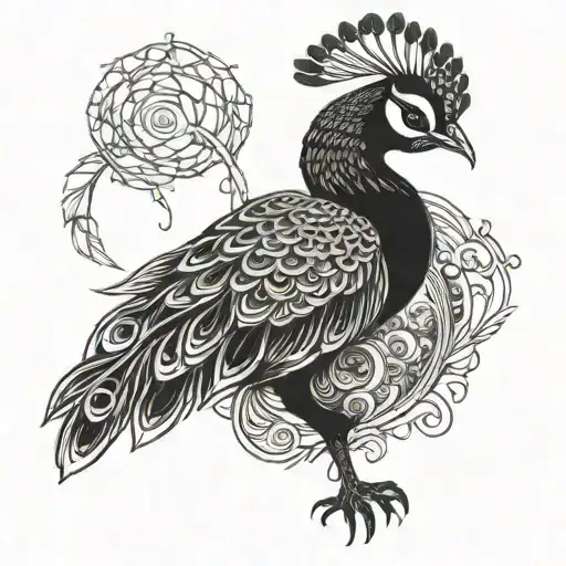 creepy peacock tattoo design idea