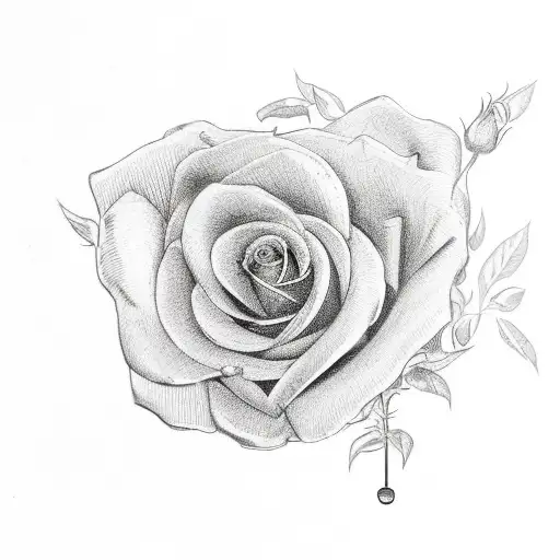 floral half wreath including a penny and a rose add a paw print in the middle tattoo design idea