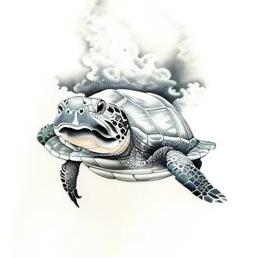 Bramhan bull with turtle and a snook realism ecean in a leg tattoo design idea