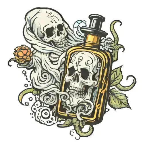 a ghost that gives off perfume tattoo design idea