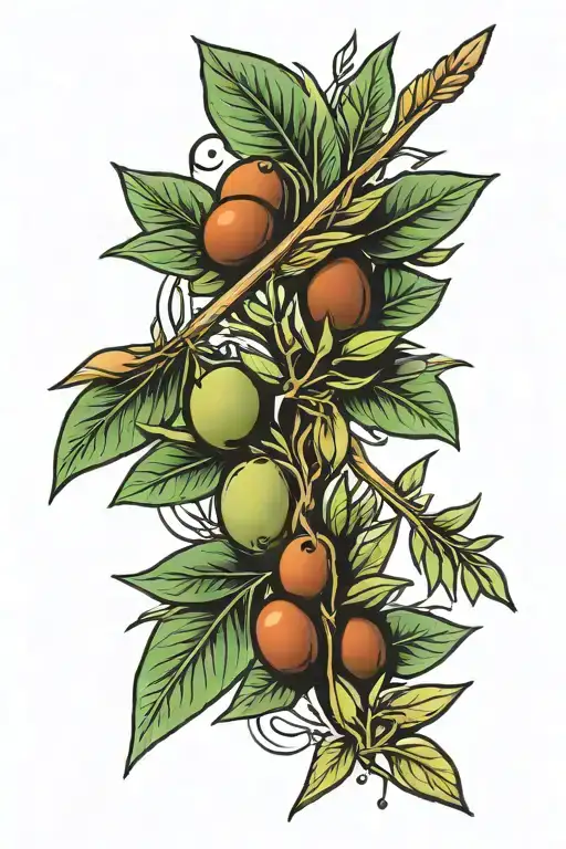 olive branch, arrow, beckham tattoo design idea