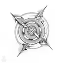 Three arrows in same direction crossing each other and a infinity loop at the center tattoo design idea