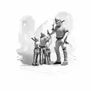 dad with sons tattoo design idea