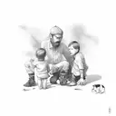 dad with sons tattoo design idea