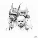 dad with sons tattoo design idea