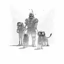 dad with sons tattoo design idea