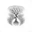 tree of life with ayahuasca vine growing around the tree tattoo design idea