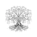 tree of life with ayahuasca vine growing around the tree tattoo design idea