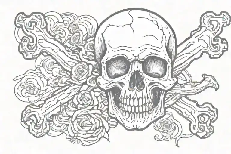 Skull crossbones, with beware in german tattoo design idea