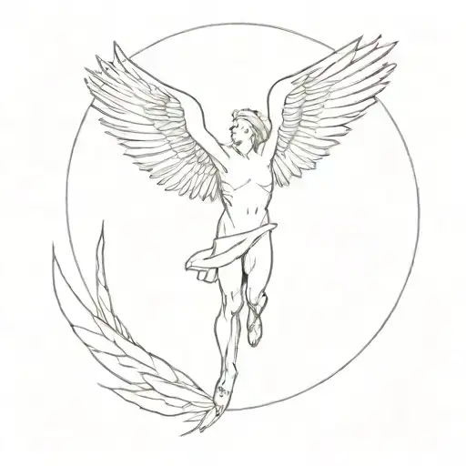 Icarus flying towards the sun tattoo design idea
