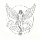 Icarus flying simple tattoo design idea