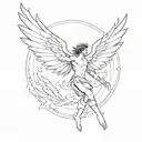 Icarus flying simple tattoo design idea