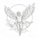 Icarus flying simple tattoo design idea