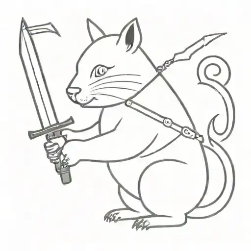 funny animal with weapon  tattoo design idea