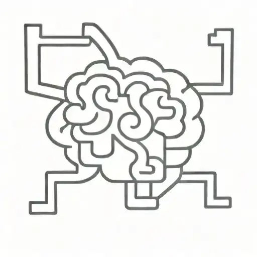 brain with keith haring figures as folds tattoo design idea