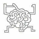 brain with keith haring figures as folds tattoo design idea
