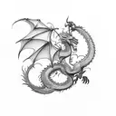 Dragon wearing kings crown flying through lightning tattoo design idea