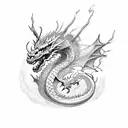 Dragon wearing kings crown flying through lightning tattoo design idea