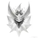 Dragon wearing kings crown flying through lightning tattoo design idea