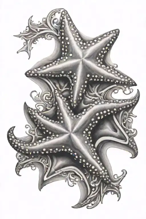 ocean starfish surrounded tattoo design idea