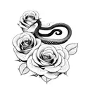 snake with roses tattoo design idea