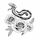 snake with roses tattoo design idea