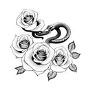 snake with roses tattoo design idea