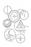 four elements, moon phases tattoo design idea
