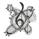 DNA double helix intertwined with musical notes incorporated tattoo design idea