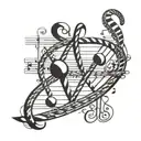 DNA double helix intertwined with musical notes incorporated tattoo design idea