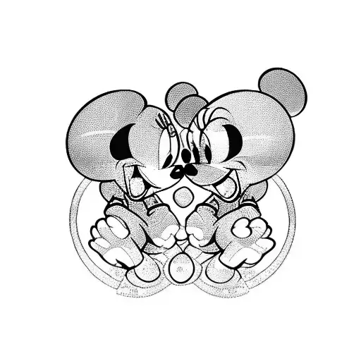 Mickey and Minnie mouse babies tattoo design idea