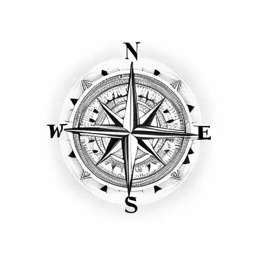 Compass with flowers and a world map as background tattoo design idea