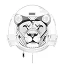 A lion wearing an astronaut helmet floating in space tattoo design idea