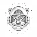 A lion wearing an astronaut helmet floating in space tattoo design idea