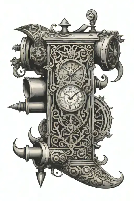 Ancient scroll with clock face tattoo design idea