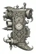 Ancient scroll with clock face tattoo design idea
